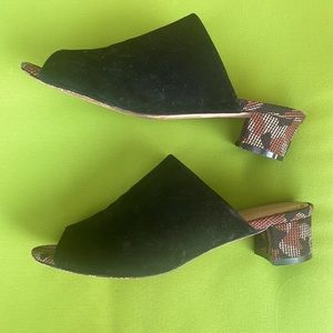 Anthropologie velvet mules with fun block heels